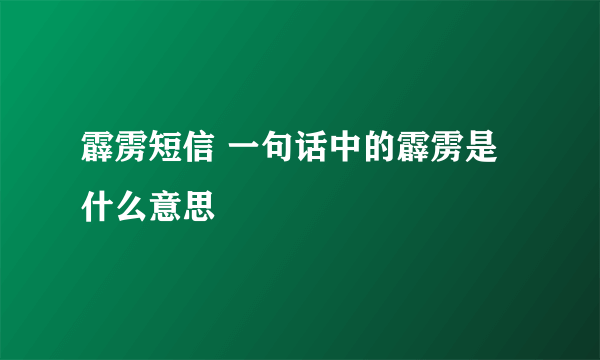 霹雳短信 一句话中的霹雳是什么意思