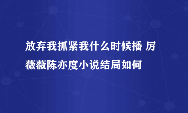 放弃我抓紧我什么时候播 厉薇薇陈亦度小说结局如何