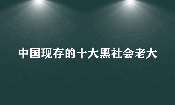 中国现存的十大黑社会老大