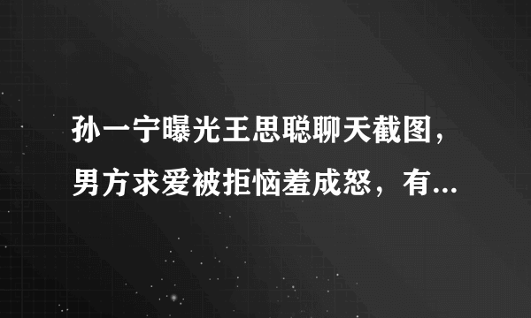 孙一宁曝光王思聪聊天截图，男方求爱被拒恼羞成怒，有图有真相，你怎么看？