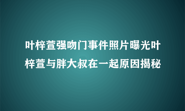 叶梓萱强吻门事件照片曝光叶梓萱与胖大叔在一起原因揭秘