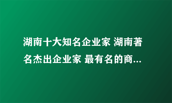 湖南十大知名企业家 湖南著名杰出企业家 最有名的商界风云人物