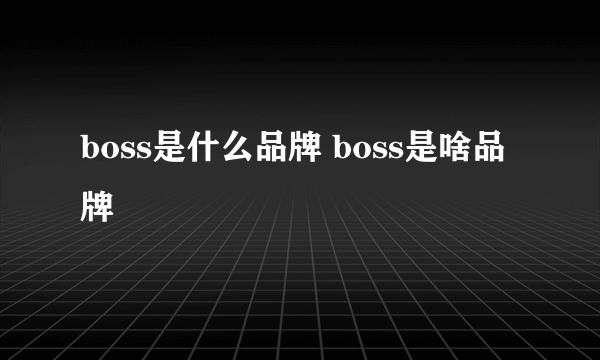 boss是什么品牌 boss是啥品牌