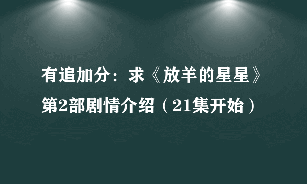 有追加分：求《放羊的星星》第2部剧情介绍（21集开始）