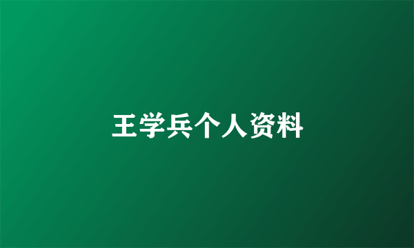 王学兵个人资料