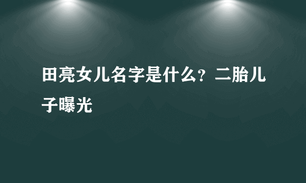 田亮女儿名字是什么？二胎儿子曝光