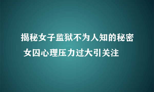 揭秘女子监狱不为人知的秘密 女囚心理压力过大引关注