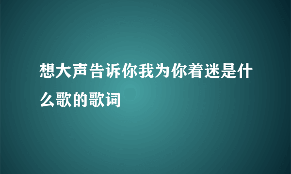 想大声告诉你我为你着迷是什么歌的歌词