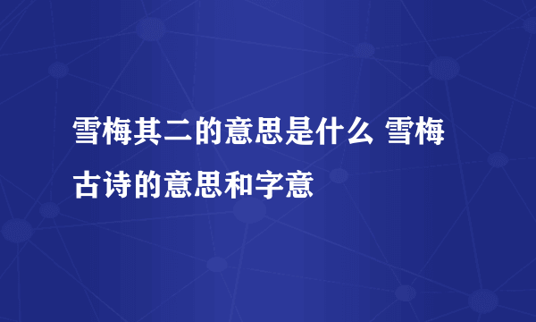 雪梅其二的意思是什么 雪梅古诗的意思和字意