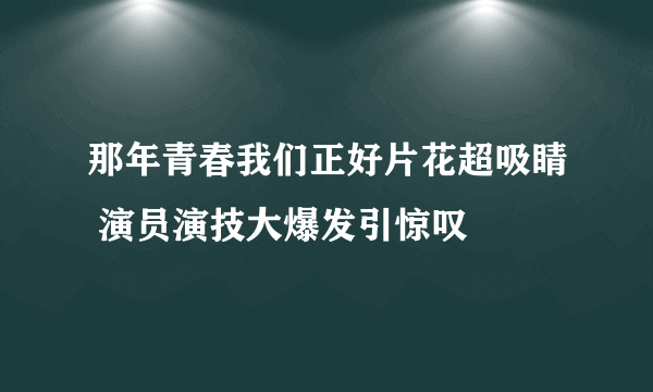 那年青春我们正好片花超吸睛 演员演技大爆发引惊叹