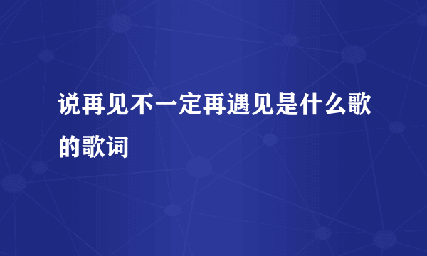 说再见不一定再遇见是什么歌的歌词