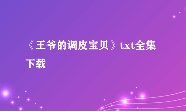 《王爷的调皮宝贝》txt全集下载