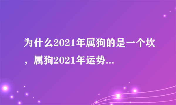 为什么2021年属狗的是一个坎，属狗2021年运势及运程每月运程