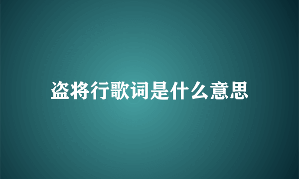 盗将行歌词是什么意思