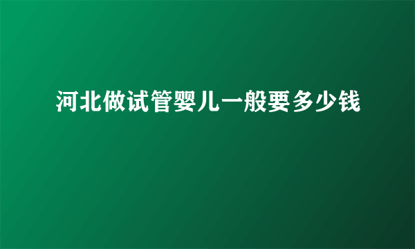 河北做试管婴儿一般要多少钱