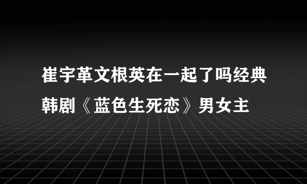 崔宇革文根英在一起了吗经典韩剧《蓝色生死恋》男女主