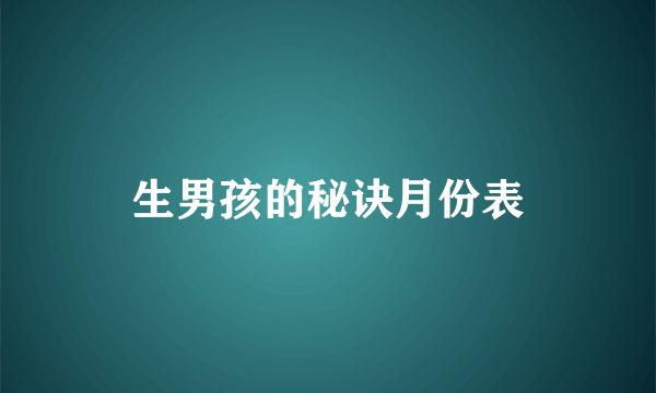 生男孩的秘诀月份表