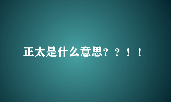 正太是什么意思？？！！