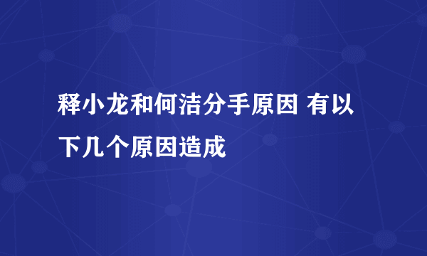 释小龙和何洁分手原因 有以下几个原因造成