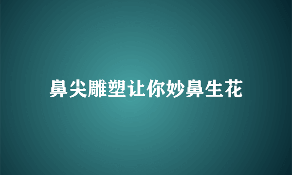 鼻尖雕塑让你妙鼻生花