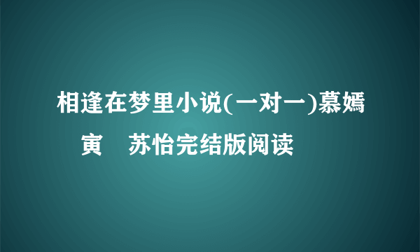 相逢在梦里小说(一对一)慕嫣姌寅沢苏怡完结版阅读