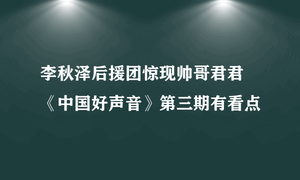 李秋泽后援团惊现帅哥君君   《中国好声音》第三期有看点