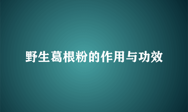 野生葛根粉的作用与功效