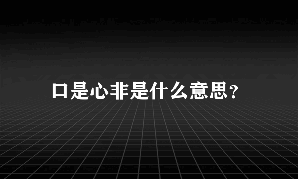 口是心非是什么意思？