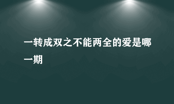 一转成双之不能两全的爱是哪一期