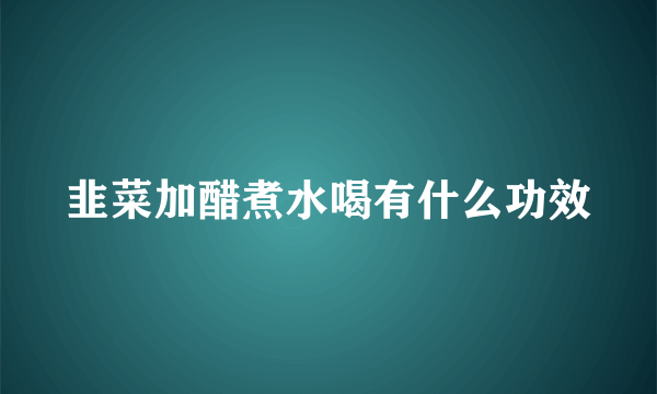 韭菜加醋煮水喝有什么功效