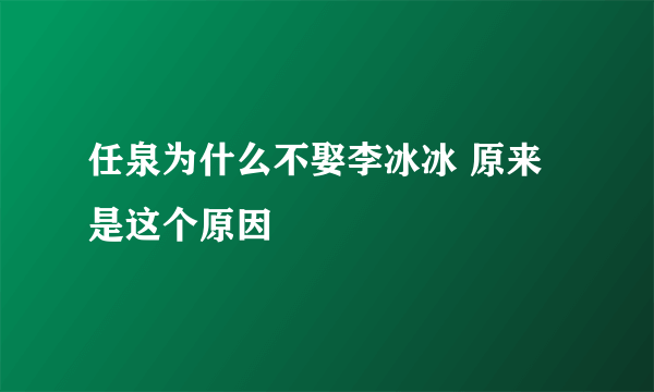 任泉为什么不娶李冰冰 原来是这个原因