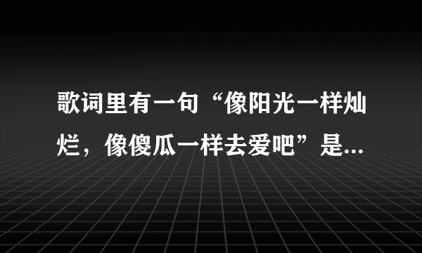 歌词里有一句“像阳光一样灿烂，像傻瓜一样去爱吧”是什么歌？