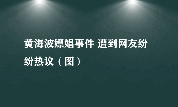 黄海波嫖娼事件 遭到网友纷纷热议（图）