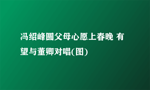 冯绍峰圆父母心愿上春晚 有望与董卿对唱(图)