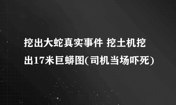 挖出大蛇真实事件 挖土机挖出17米巨蟒图(司机当场吓死)