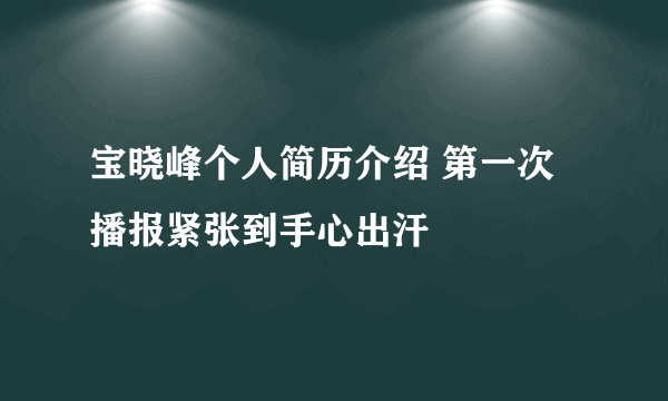 宝晓峰个人简历介绍 第一次播报紧张到手心出汗