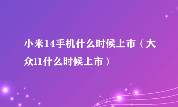 小米14手机什么时候上市（大众l1什么时候上市）