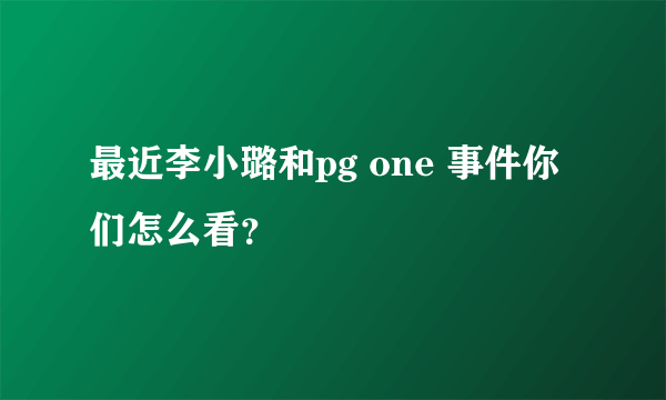 最近李小璐和pg one 事件你们怎么看？