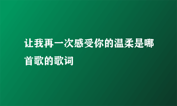 让我再一次感受你的温柔是哪首歌的歌词