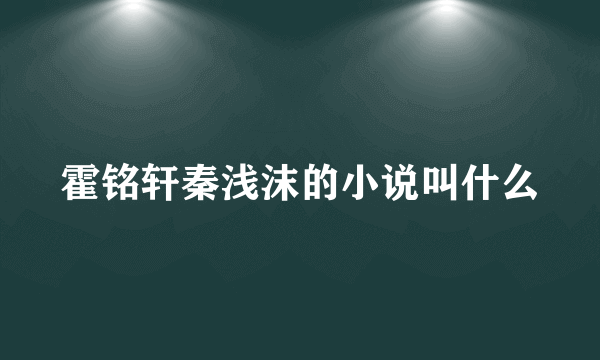 霍铭轩秦浅沫的小说叫什么