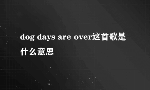 dog days are over这首歌是什么意思