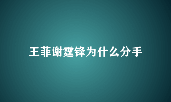 王菲谢霆锋为什么分手