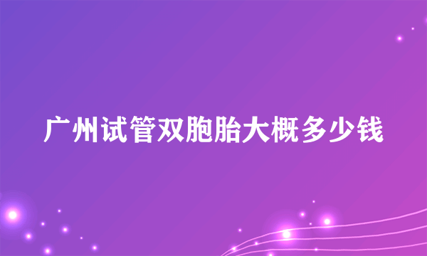 广州试管双胞胎大概多少钱