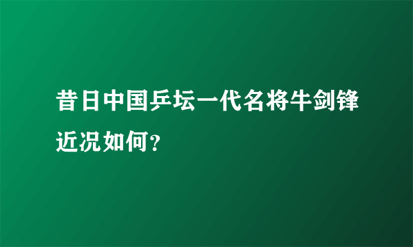 昔日中国乒坛一代名将牛剑锋近况如何？