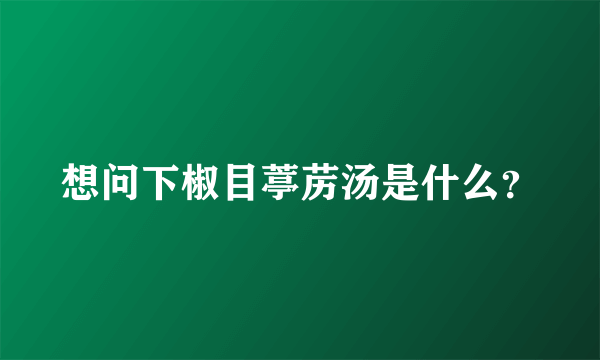 想问下椒目葶苈汤是什么？