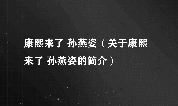 康熙来了 孙燕姿（关于康熙来了 孙燕姿的简介）