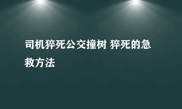 司机猝死公交撞树 猝死的急救方法