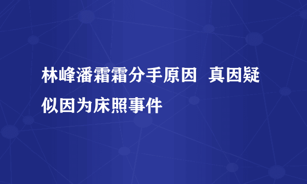 林峰潘霜霜分手原因  真因疑似因为床照事件