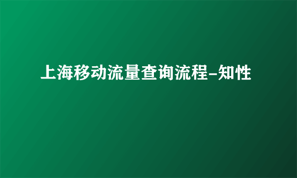 上海移动流量查询流程-知性