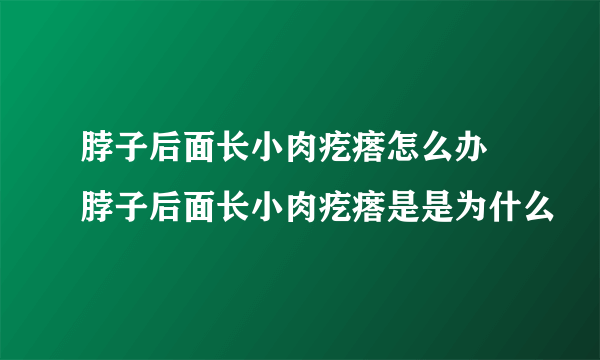 脖子后面长小肉疙瘩怎么办 脖子后面长小肉疙瘩是是为什么